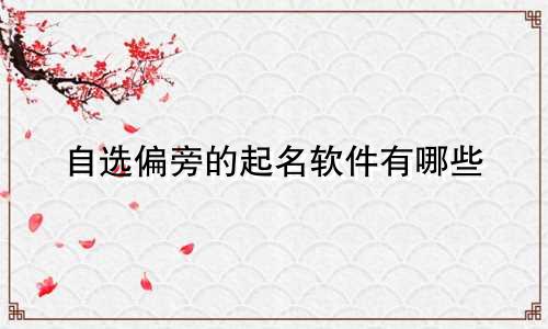 自选偏旁的起名软件有哪些