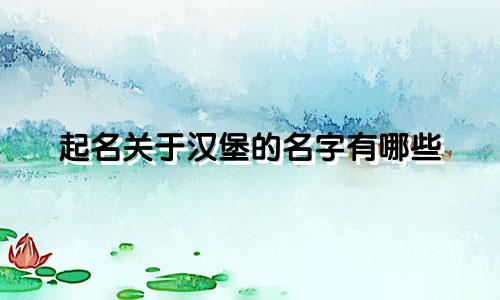 起名关于汉堡的名字有哪些