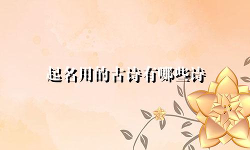 起名用的古诗有哪些诗