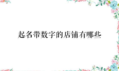 起名带数字的店铺有哪些