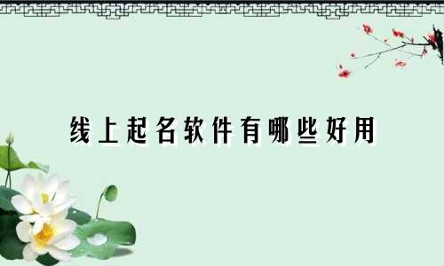 线上起名软件有哪些好用