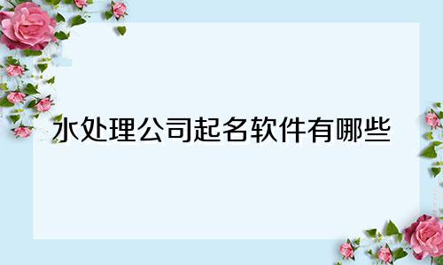 水处理公司起名软件有哪些