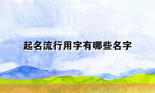 起名流行用字有哪些名字