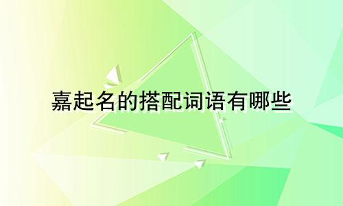 嘉起名的搭配词语有哪些