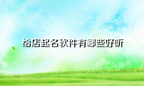 给店起名软件有哪些好听