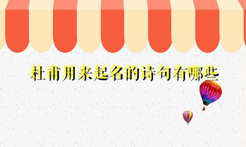 杜甫用来起名的诗句有哪些