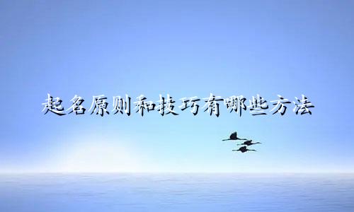 起名原则和技巧有哪些方法