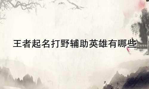 王者起名打野辅助英雄有哪些