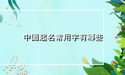 中国起名常用字有哪些