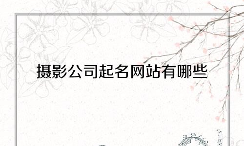 摄影公司起名网站有哪些