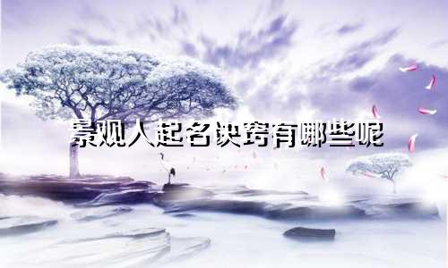 景观人起名诀窍有哪些呢