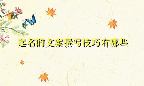 起名的文案撰写技巧有哪些