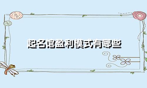 起名馆盈利模式有哪些