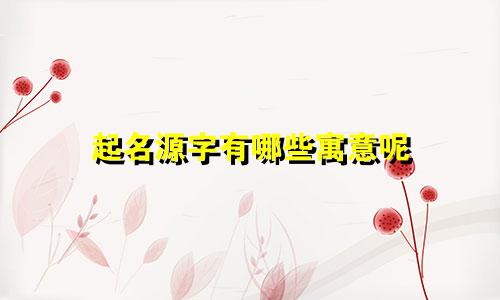 起名源字有哪些寓意呢