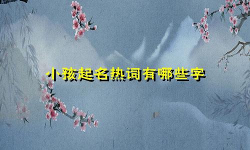 小孩起名热词有哪些字