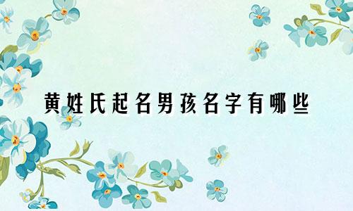 黄姓氏起名男孩名字有哪些