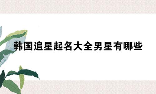韩国追星起名大全男星有哪些