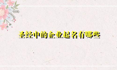 圣经中的企业起名有哪些