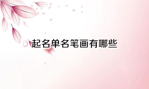 起名单名笔画有哪些