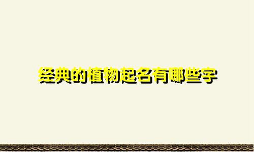 经典的植物起名有哪些字