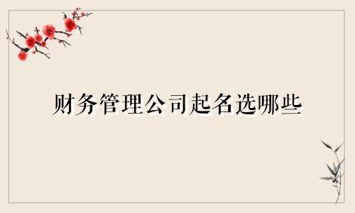 财务管理公司起名选哪些