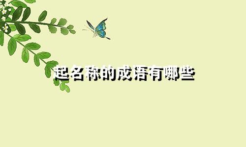 起名称的成语有哪些