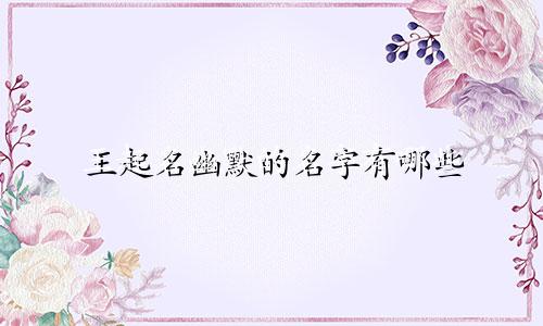 王起名幽默的名字有哪些