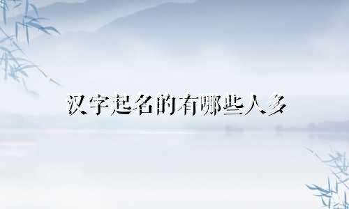汉字起名的有哪些人多