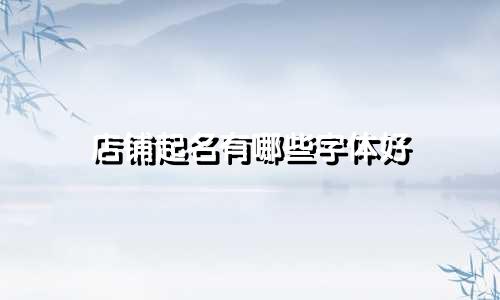 店铺起名有哪些字体好