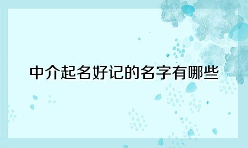 中介起名好记的名字有哪些