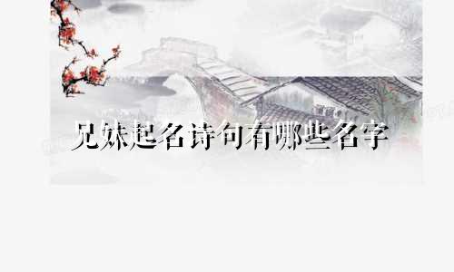 兄妹起名诗句有哪些名字