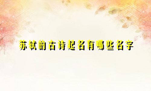 苏轼的古诗起名有哪些名字