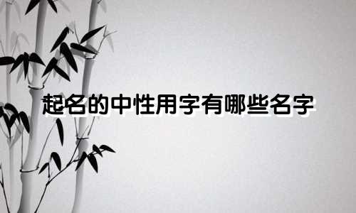 起名的中性用字有哪些名字