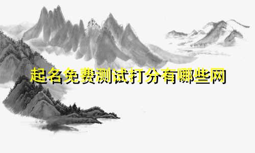 起名免费测试打分有哪些网