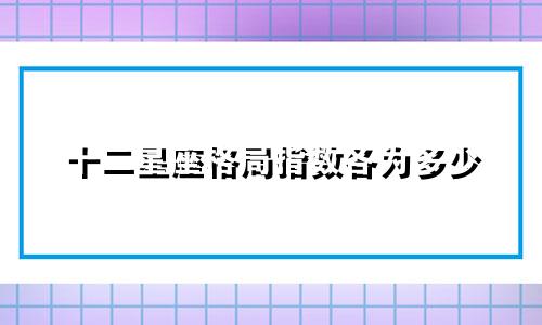 十二星座格局指数各为多少