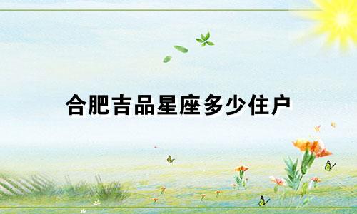 合肥吉品星座多少住户