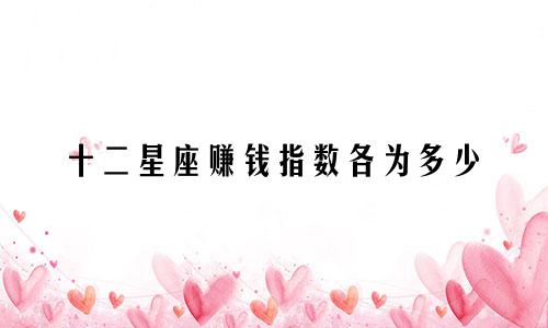 十二星座赚钱指数各为多少