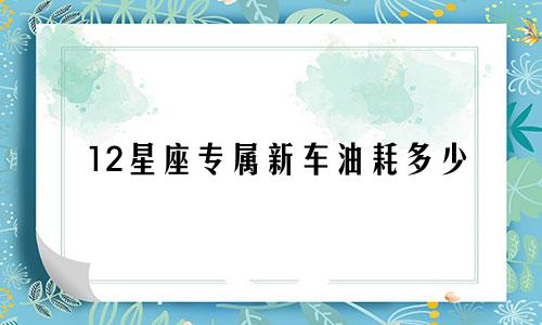 12星座专属新车油耗多少