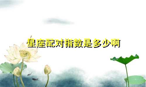 星座配对指数是多少啊