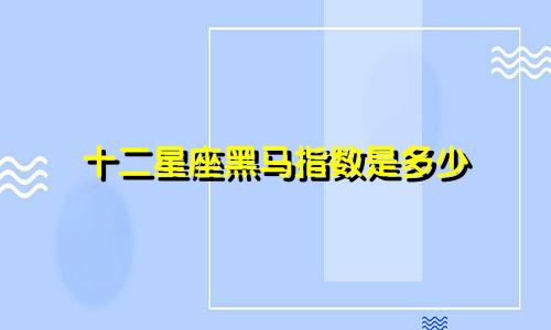 十二星座黑马指数是多少