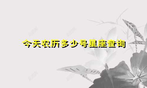 今天农历多少号星座查询