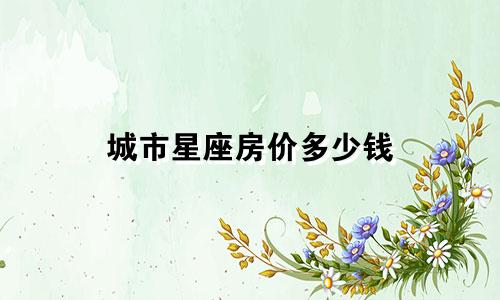 城市星座房价多少钱