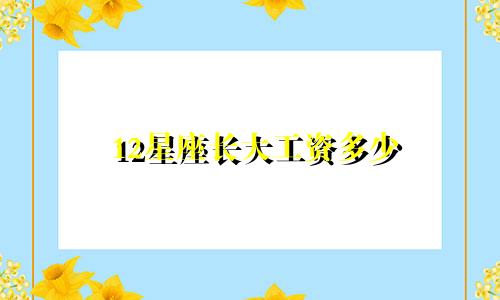 12星座长大工资多少