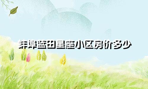 蚌埠蓝田星座小区房价多少