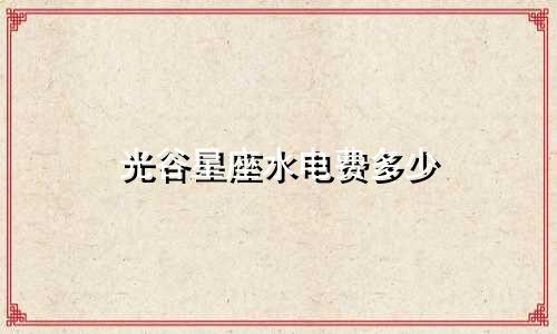 光谷星座水电费多少