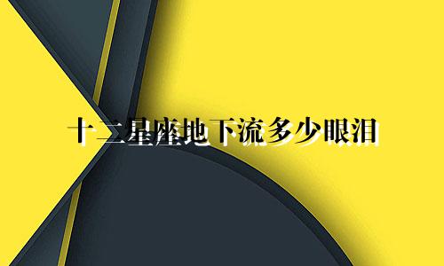 十二星座地下流多少眼泪