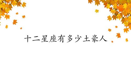 十二星座有多少土豪人