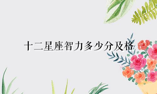 十二星座智力多少分及格