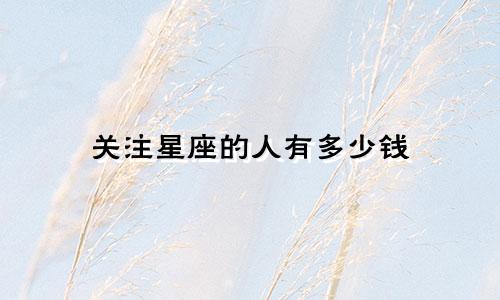 关注星座的人有多少钱