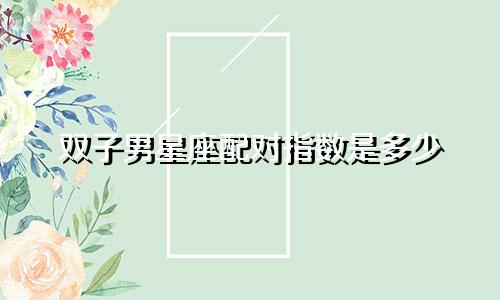 双子男星座配对指数是多少